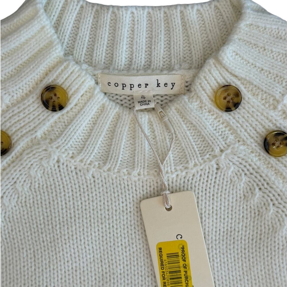 Copper Key Girls Cream Button Shoulder Knit Sweater Size 4 NWT - Picture 2 of 4